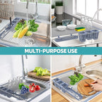 Extra Large Expandable Roll Up Dish Drying Rack Up to 22.8''with 2 Storage - Image 6