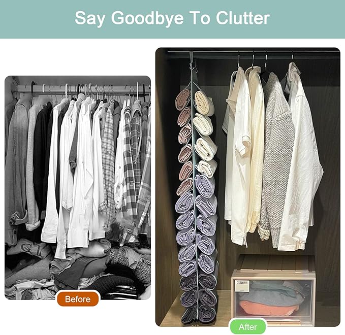 Legging Organizer Storage, T-Shirt Hanging Closet Hanging Clothes Organizer - Image 3