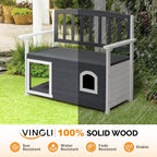 VINGLI Outdoor Storage Bench with Built-in Dog House, 2-in-1 Outdoor Waterproof Patio Bench with Pet Kennel for Patio Backyard Porch (Gray) - Image 6
