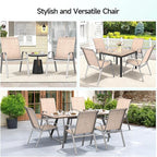 Patio Chairs Set of 2, Easily Set Up Stackable Outdoor Dining Chairs with High Back and Wide Seat, All Weather Breathable Outdoor Chairs Set of 2 with Metal Frame for Backyard Deck Pool, Beige - Image 8