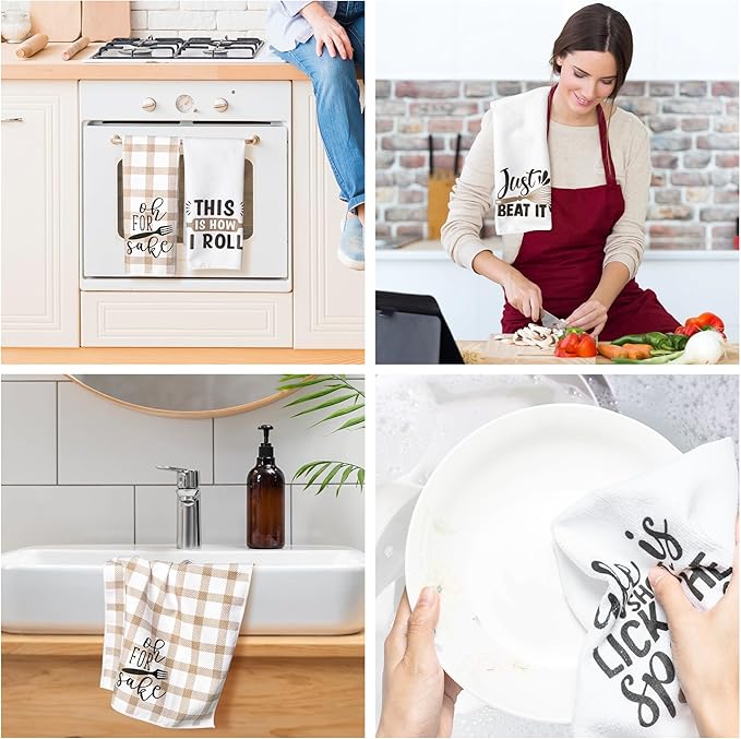 R HORSE 5Pcs Funny Kitchen Dish Towel Set Absorbent Quick Dry Cloth Dish Tea - Image 5