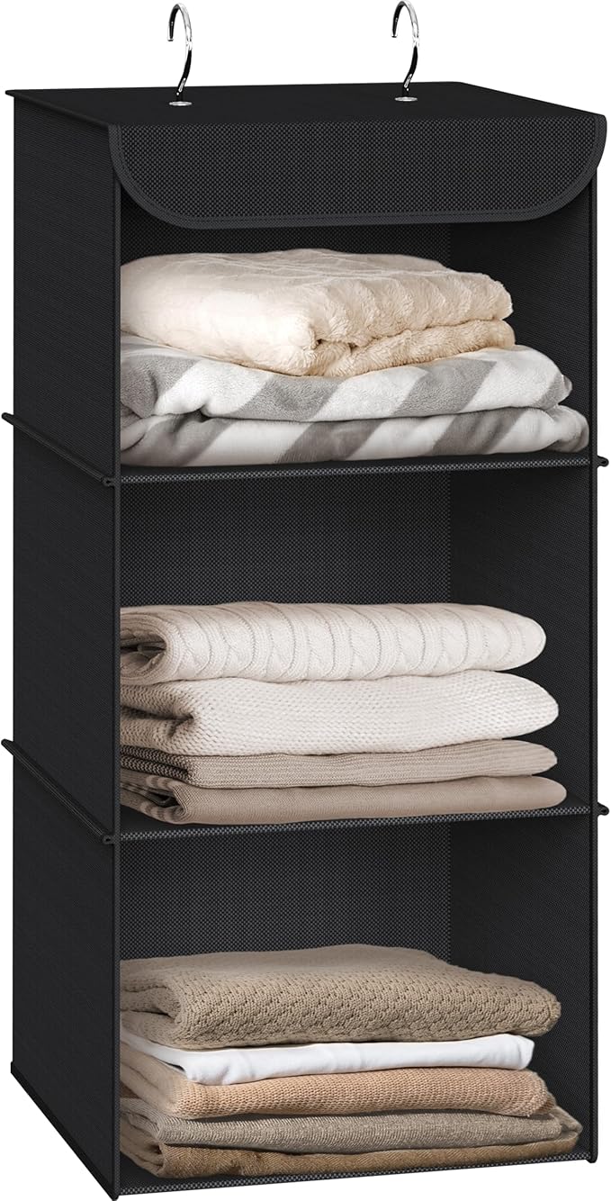 Simple Houseware 3-Shelf Hanging Closet Organizer, Fabric Storage Shelves by SimpleHouseware