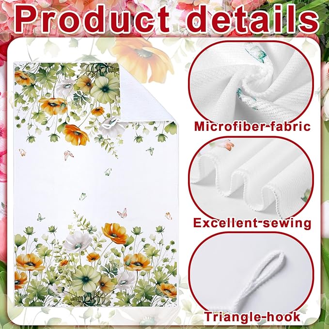 Geyoga 6 Pcs Spring Floral Kitchen Towels Flamingo Dish Hand Towels Sunflower - Image 5