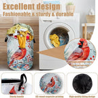 Watercolor Red Bird Laundry Basket, Foldable Winter Cardinal Laundry Hamper - Image 4