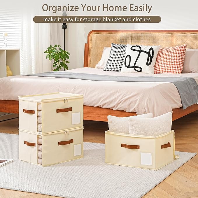 4 Pack Large Storage Bins with Lids, Foldable Closet Organizer with Clear Window - Image 7