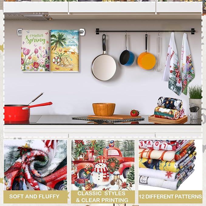 12 Pcs Seasonal Kitchen Towels Set - Image 3