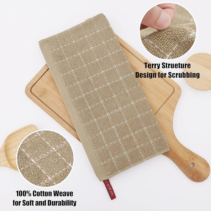 Homaxy 100% Cotton Terry Kitchen Dish Cloths, Ultra Soft and Absorbent Dish - Image 2