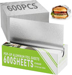 600 Count Pre-Cut Aluminum Foil Sheets, Disposable Foil Sheets by SZZJKJ