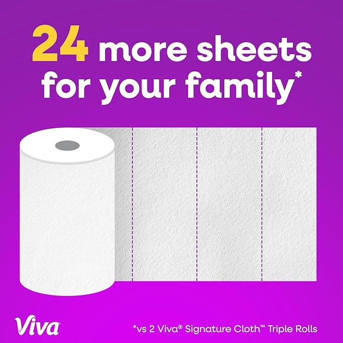 Viva Signature Cloth Paper Towels, 2 Family Triple Rolls, 141 Sheets per Roll - Image 4