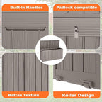 75 Gallon Resin Deck Box, Lockable Patio Outdoor Storage Box for Furniture, Garden Tools and Tools Storage, Waterproof Outside Storage Boxes - Grey - Image 4