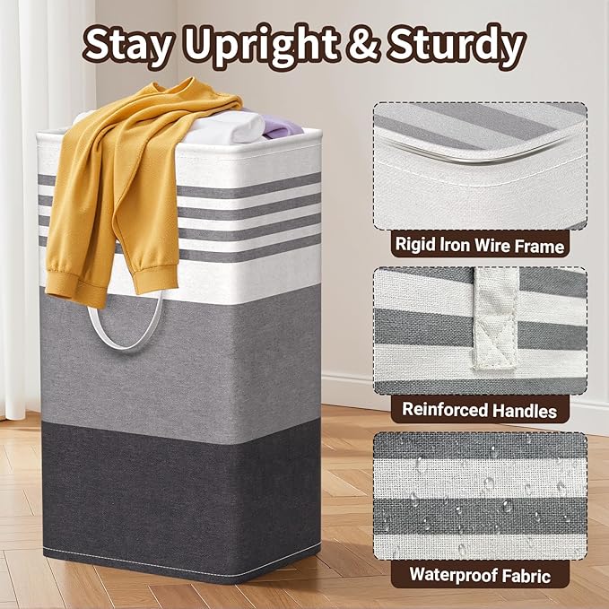 WOWBOX 2 Pack Laundry Hampers Baskets, Freestanding Dirty Clothes Hampers - Image 3