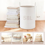 Tall Laundry Basket with Handles, 58L Portable Dirty Clothes Hamper, Boho - Image 2