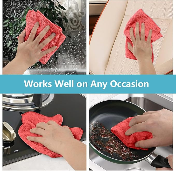 HOMEXCEL Red Microfiber Cleaning Cloth 100 Pack, Microfiber Towel - Image 5