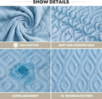 Artoid Mode 2 Pcs Light Blue 3D Diamond Grid Jacquard Hand Towels - Image 7