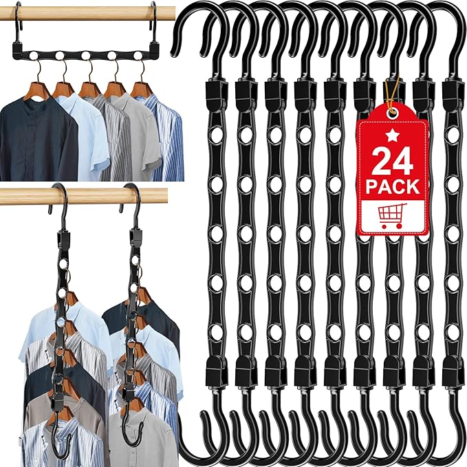 24 Pack Hangers Space Saving Magic Space Saver Storage Smart Plastic Clothes by Besslly
