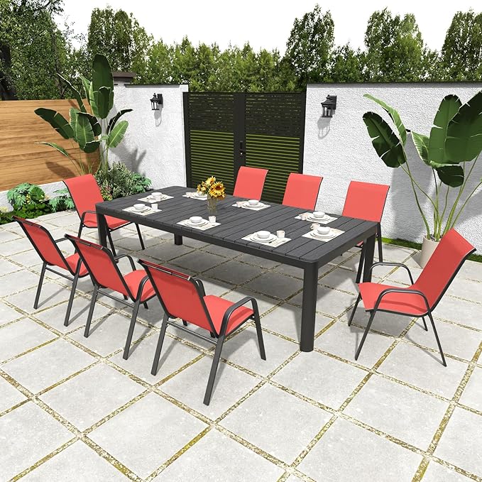 Patio Chairs Set of 4, Stackable Outdoor Dining Chairs for All Weather Textilene Fabric & Metal Frame, Outdoor Chairs Set for Backyard Deck Garden - Image 7