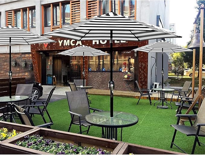Blissun 7.5 ft Patio Umbrella, Yard Umbrella, Outdoor Market Umbrella with Push Button Tilt Crank (Black&White) - Image 5