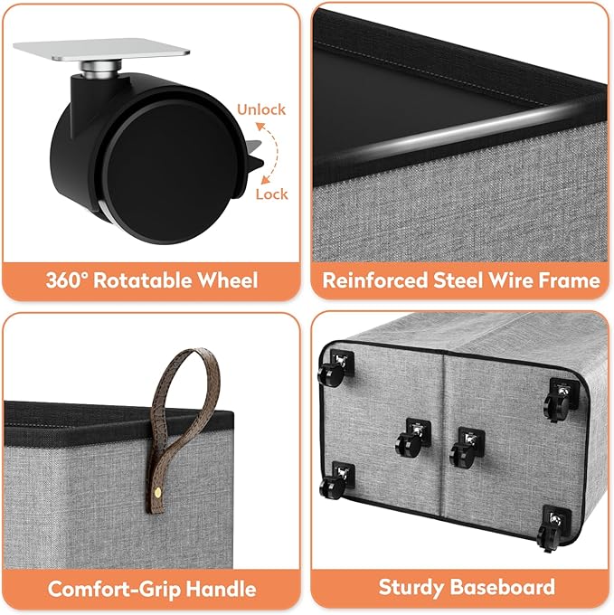 Laundry Basket with Wheels, Collapsible Laundry Baskets, Laundry Hamper with - Image 5