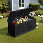 Devoko 260 Gallon Double-Wall Deck Box with Divider, Side Handles, Resin Outdoor Large Storage Box Waterproof and Lockable for Patio Furniture, Garden, Pool (Black, 260 Gallon) - Image 6
