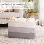 OIAHOMY Extra Large Blanket Basket, 110L Cotton Rope Woven Laundry Basket - Image 5