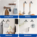 Aynoo 10 Pack Coat Hooks, Metal Wall Hooks Hardware, Heavy Duty Double Prong - Image 4
