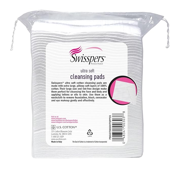 Swisspers Premium Facial Cleansing Pad, 100% Cotton, Ultra Soft, Extra Large - Image 2
