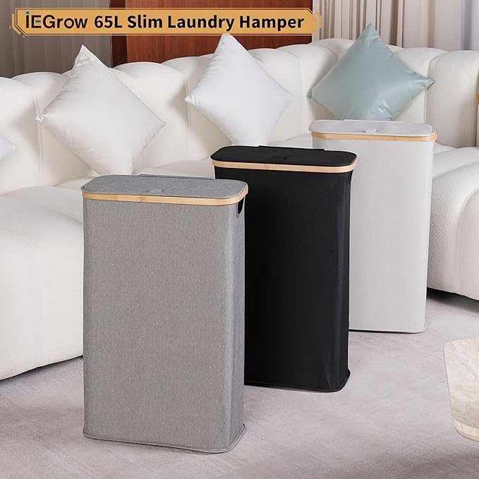 65L Slim Laundry Hamper, Narrow Laundry Basket - Image 4