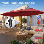SUPERJARE 15FT Outdoor Umbrella for Patio, Double sided Pool Umbrellas with Fade Resistant Canopy, Large Table Umbrella for Deck, Market, Backyard - Burgundy - Image 5