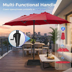 SUPERJARE 13FT Outdoor Umbrella for Patio, Double sided Pool Umbrellas with Fade Resistant Canopy, Large Table Umbrella for Deck, Market, Backyard - Burgundy - Image 5