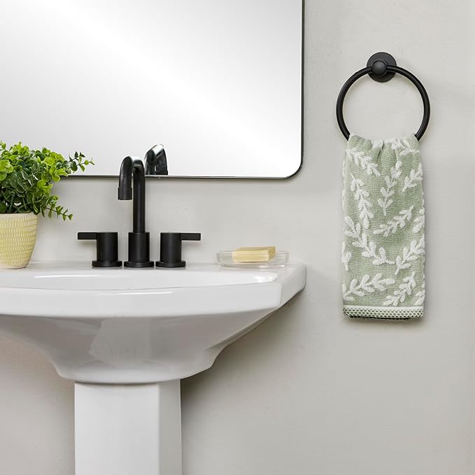 SKL Home Leaf Sprig 100% Cotton Jacquard 2pc Hand Towel Set, Reversible & - Image 3