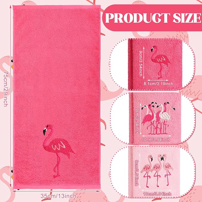 3 Pack Pink Flamingo Hand Towels - Image 2