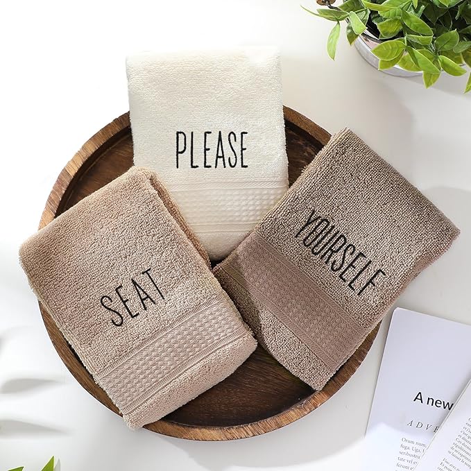 3 Pcs Decorative Hand Towels for Bathroom and Kitchen Rustic Embroidered 100% - Image 4