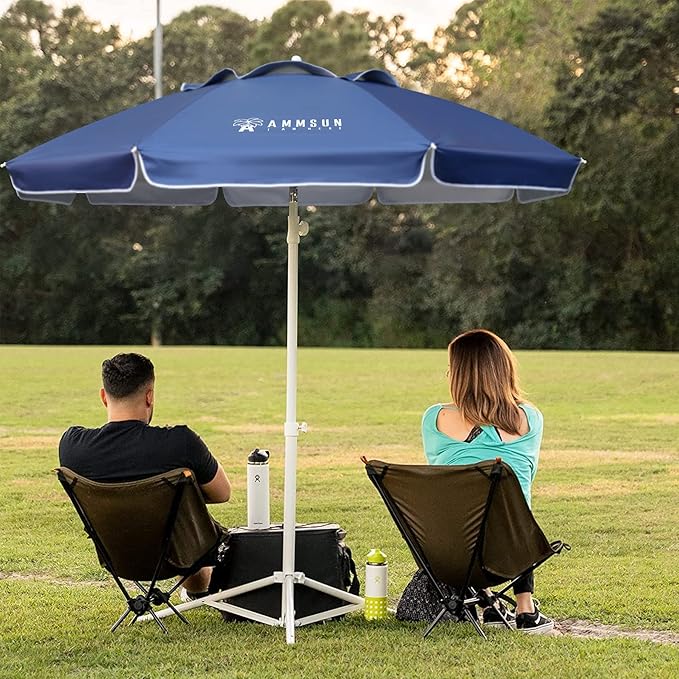 AMMSUN Shade Umbrella, Premium Portable Umbrella with Stand, 6.5ft Lightweight Free Standing Canopy for Sporting Games, Adjustable Instant Sun Protection and Easy to Carry, Navy Blue - Image 2
