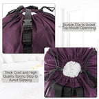 BeeGreen Laundry-Bag-Backpack-Heavy-Duty, Burgundy Nylon Drawstring Portable - Image 4