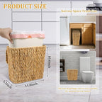 Wicker Trash Can with Lid and Liner, Handwoven Wicker Waste Basket, Water - Image 2