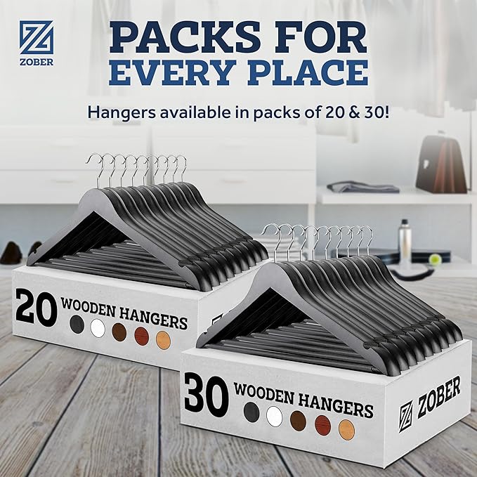 ZOBER Black Wooden Hangers - Image 8