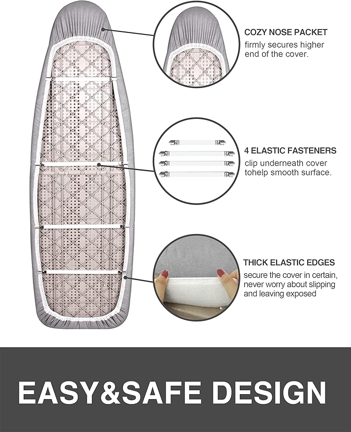 Ironing Board Cover and Pad 18"x49" Extra Wide Natural Cotton, Scorch and Stain - Image 5