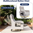 Outdoor Recliner Chair Set of 2, Wicker Patio Recliners with Adjustable Backrest and Extended Foot Rest, Reclining Patio Chairs with Flip Table & Removable Cushion Cover for Porch - Image 3