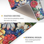 Boho Floral Dish Drying Mat for Kitchen Counter 16x18 Inch Boho Blooming Flower - Image 3