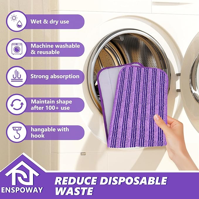 Reusable Mop Refills Pads for Swiffer PowerMop, 8 Pack Microfiber Wet Pads 15" - Image 5