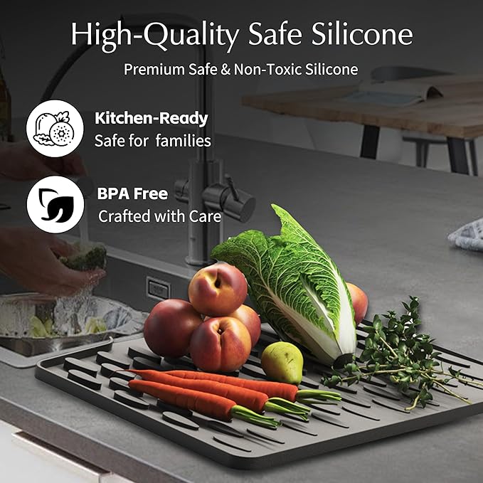 Silicone Dish Drying Mat for Kitchen Counter or Sink - Image 4