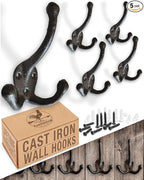 Cast Iron Tri Leg Coat Hooks Wall Mounted Farmhouse, Decorative, Rust Proof by MyFancyFarmhouse