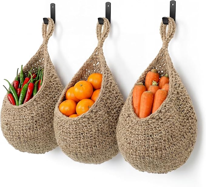 3 Pcs Larger Boho Wall Hanging Fruit Baskets - Image 8