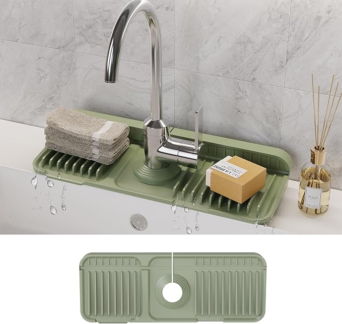 WAFT YEARN 14X5 Inch Silicone Durable Faucet Mat Kitchen Sink Splash Guard by WAFTYEARN