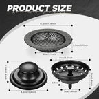 Mudder 3 Pcs Kitchen Sink Drain Strainer and Stopper Stainless Steel Garbage - Image 3