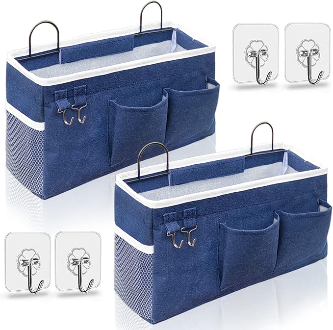 2pcs Large Wall Hanging Organizer Bag, Linen Fabric Door Hanging Storage Baskets by KANRICHU