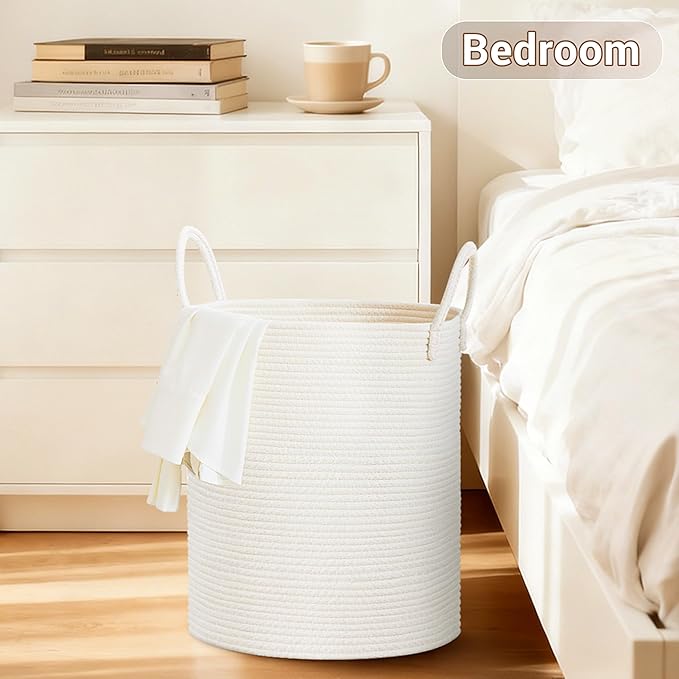 Tall Laundry Basket with Handles, 53L Portable Dirty Clothes Hamper, Boho - Image 5