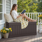 JUMMICO 78 Gallon Outdoor Deck Box Large Resin Storage Box for Patio Furniture Cushions and Garden Tools (Brown) - Image 6