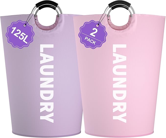 2Pack 125L Extra Large Laundry Baskets, Collapsible Laundry Hamper by IHOMAGIC