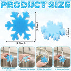 Tioncy 12 Pack Christmas Snowflake Sponges Bulk White Blue Dual Sided Scrubber - Image 3